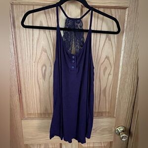 Anthropologie Navy Lace Detail Top